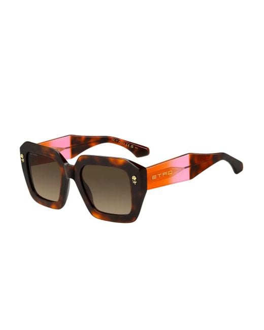 Etro Brown Geometric-Frame Sunglasses