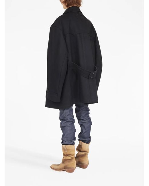 Maison Margiela Black Double-Breasted Wool-Blend Coat for men