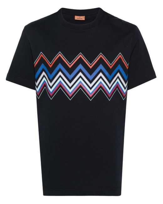 Missoni Black Zigzag-print Cotton T-shirt for men