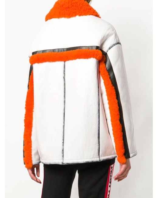 Prada White Shearling-trimmed Leather Jacket