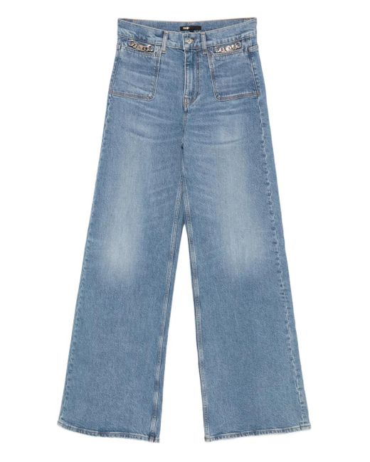 Maje Blue Chain-Embellished Flared Jeans