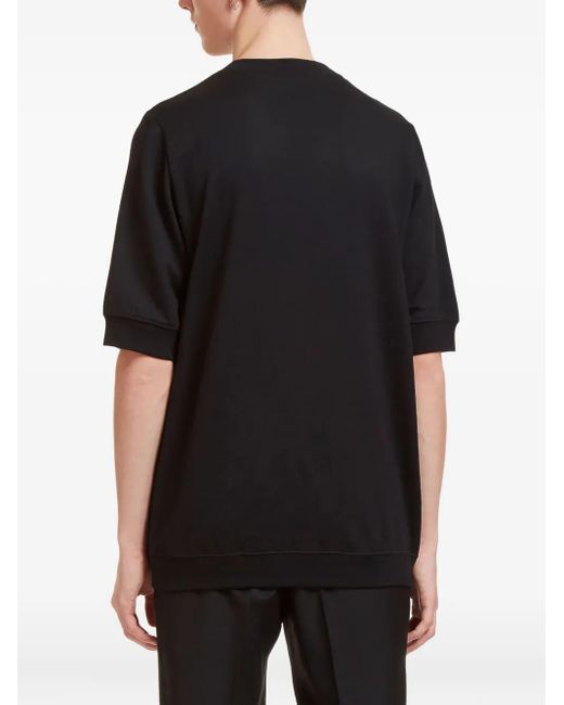 Aiezen Black Half-Length-Sleeve Crew-Neck T-Shirt for men