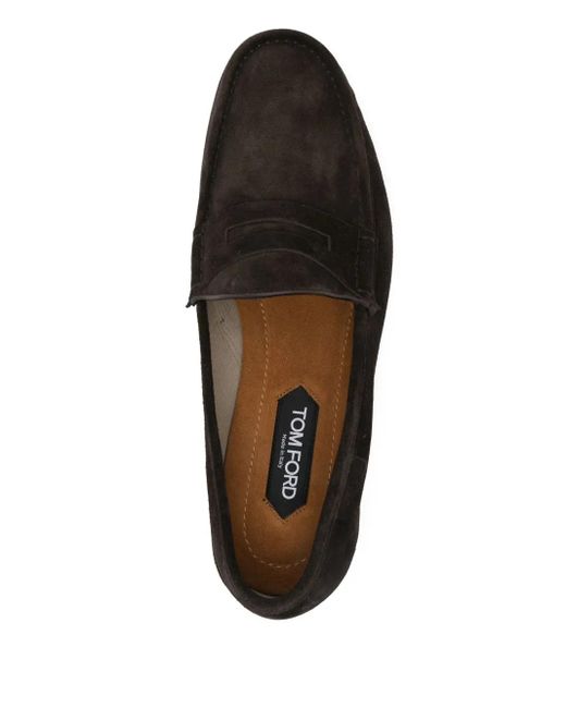 Tom Ford Black York Suede Penny Loafers for men