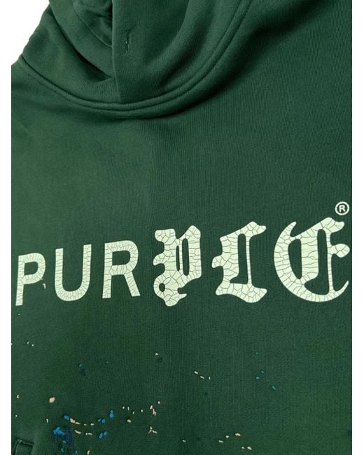 Logo-print hoodie Purple Brand de hombre de color Green