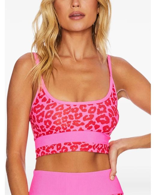 Beach Riot Pink Eva Animal-Pattern Bikini Top