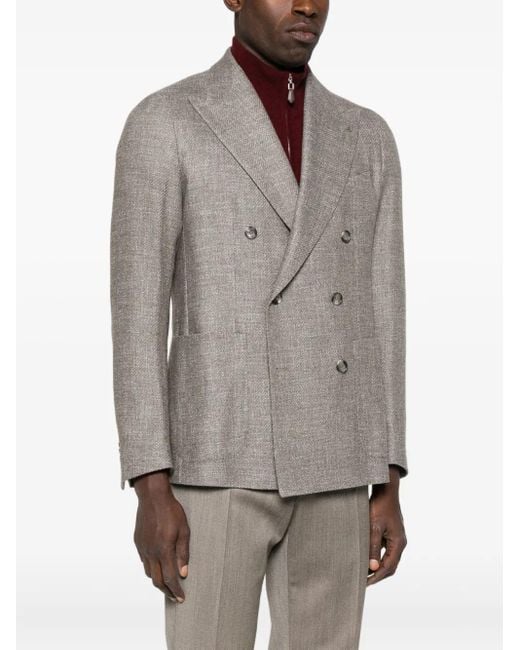 Tagliatore Gray Double-Breasted Textured Jacket for men