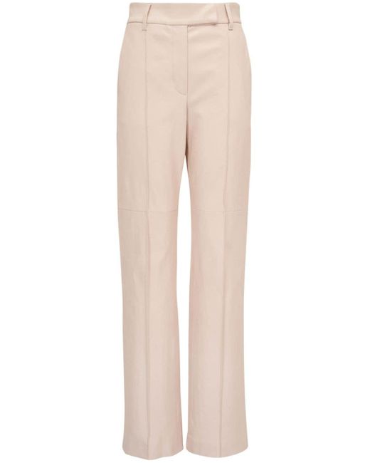 Brunello Cucinelli Natural Straight-leg Leather Trousers