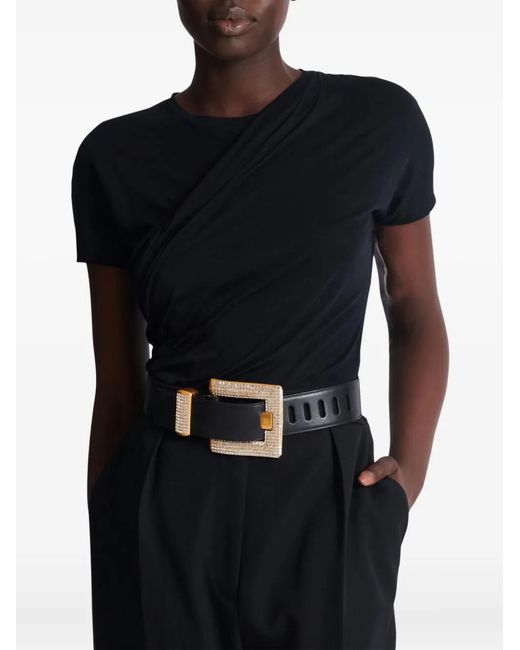 Balmain White Anthem Square-Buckle Belt