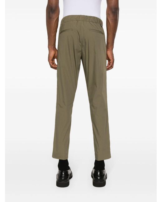 Low Brand Green Poplin Pleated Tapered Trousers for men