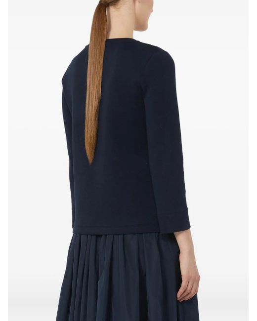 Max Mara Black Three-Quarter Sleeve Round-Neck Top