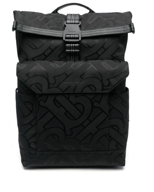 Burberry Black Tb Monogram-pattern Folded Backpack for men
