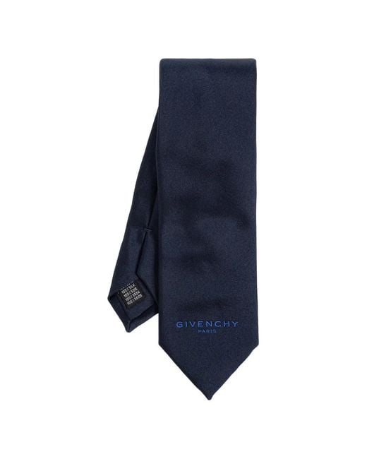 Givenchy Blue Logo-Embroidered Silk Tie for men