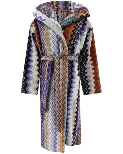 Missoni Black Giacomo Belted Hooded Bathrobe