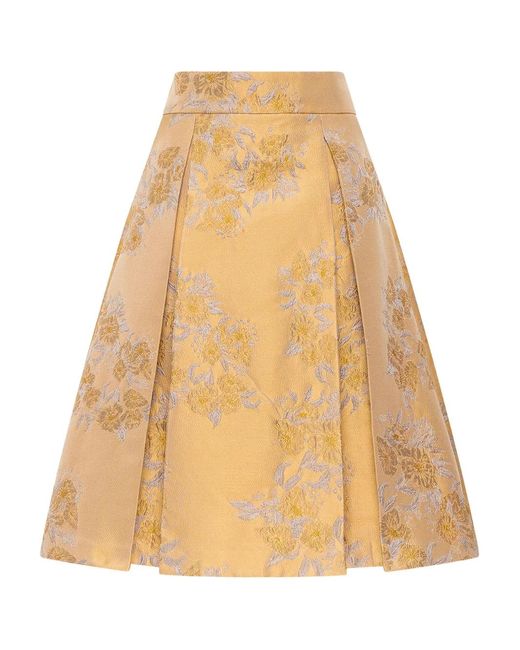 Maliparmi Natural Indian Princess Floral Pleated Mini Skirt
