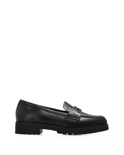 MICHAEL Michael Kors Black Logo-Plaque Leather Ballet Flats