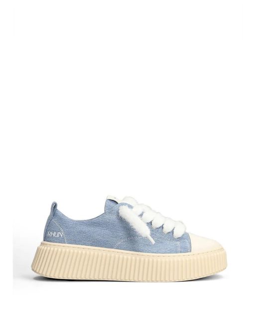 Rhun Women's Blue Denim-Texture Platform Sneakers