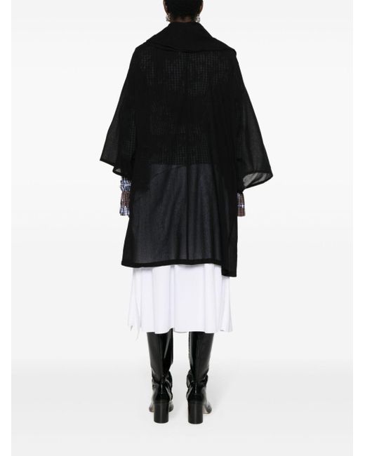Yohji Yamamoto Black Textured Draped Midi Coat