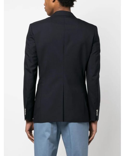 Fursac Blue Long-Sleeved Virgin Wool Blazer for men