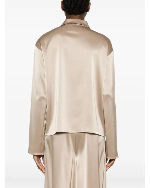 Nanushka Natural Satin Polo Top