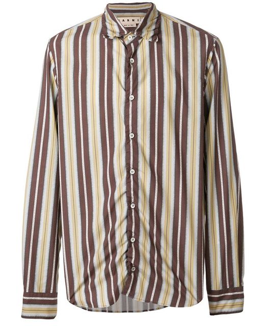 Marni Striped Shirt in Brown for Men | Lyst