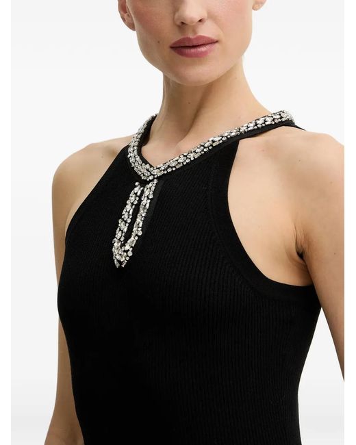 Morgan Black Embellished Ribbed Maxi Dress