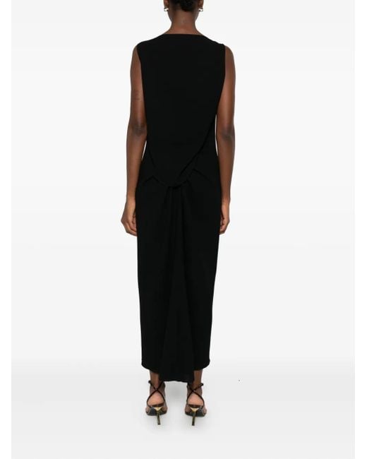 Stephan Janson Black Draped Midi Dress