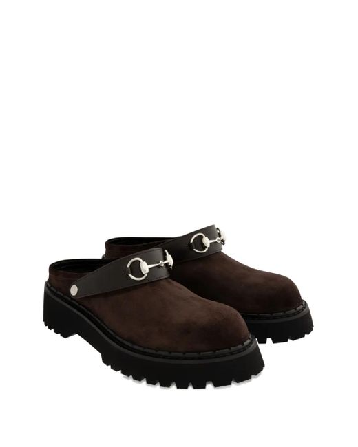 Gucci Brown Horsebit-Detail Mules