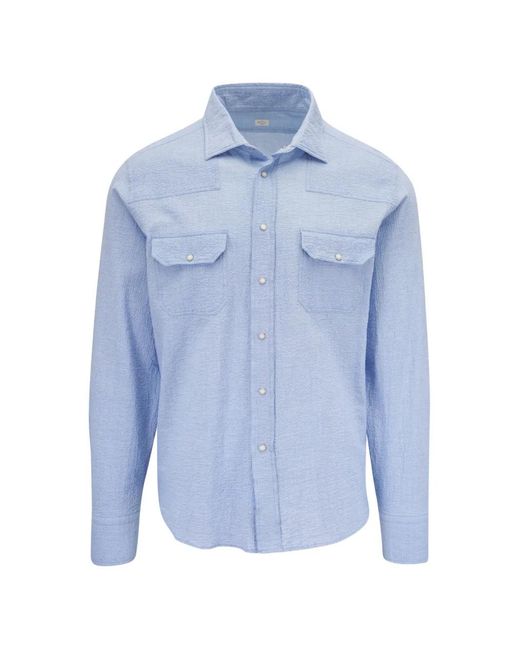 GMF 965 Blue Textured-Finish Western Shirt for men