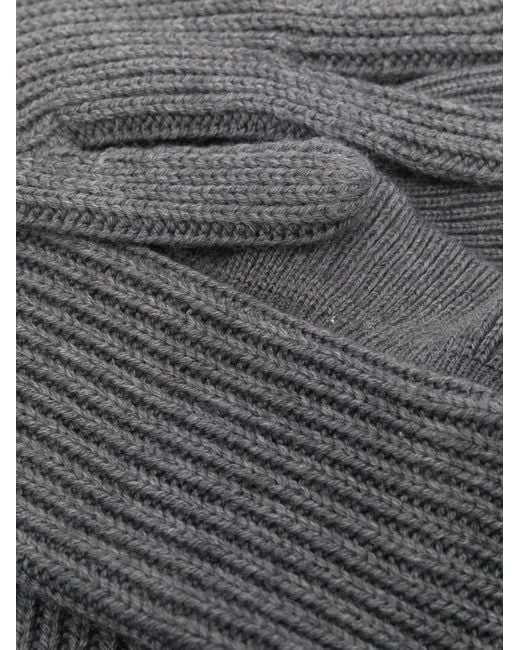 Red(v) Gray Ribbed Knitted Gloves
