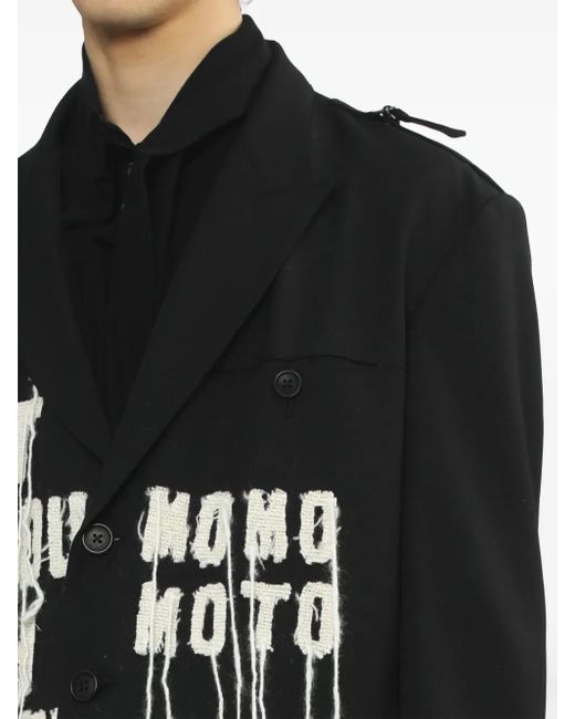 Yohji Yamamoto Black Embroidered Blazer for men