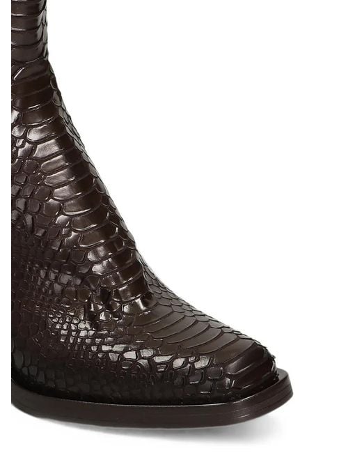 Elena Iachi Black Snakeskin-Effect Ankle Boots