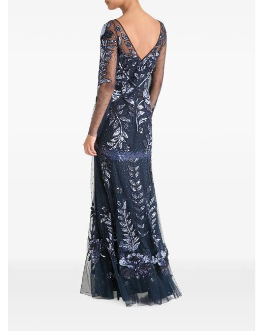 Temperley London Blue Lavinia Sequin-Embellished Floral Maxi Dress