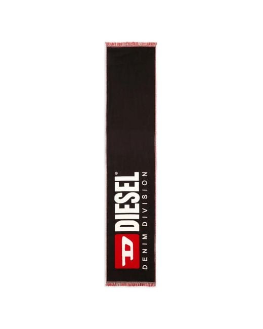 DIESEL White Biscotto Logo Jacquard Scarf for men