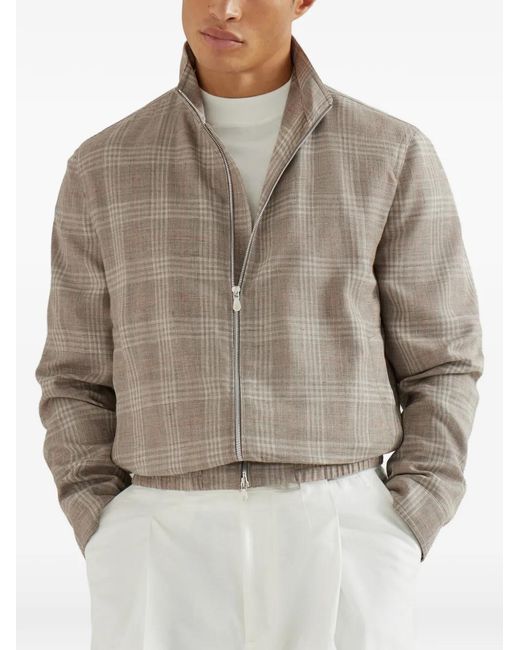 Brunello Cucinelli Gray Bomber Jacket for men