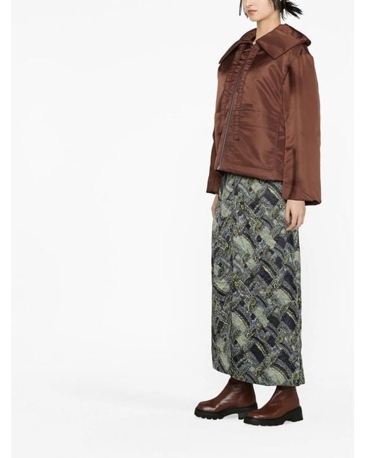 Ganni Brown Oversized Collar Jacket