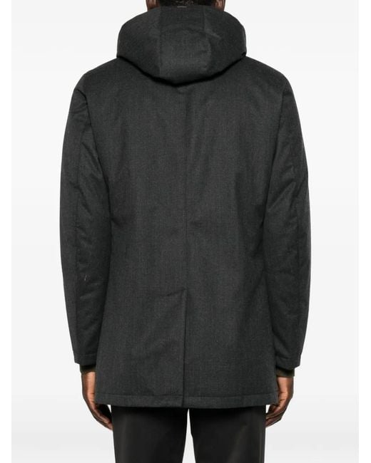 Herno Gray Hooded Padded Coat for men