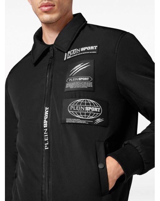 Philipp Plein Black Logo-patch Matte-finish Bomber Jacket for men
