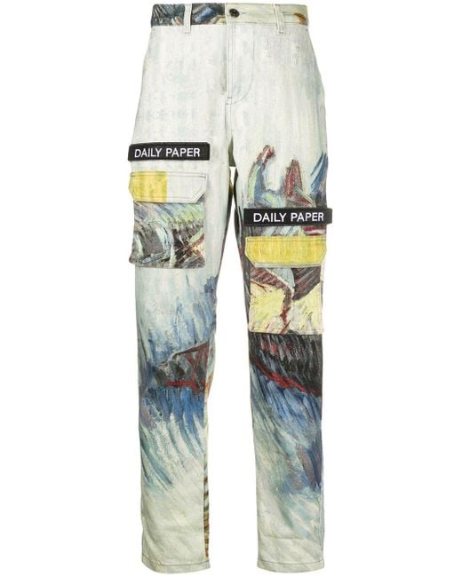 Daily Paper Blue X Van Gogh Museum Cargo Trousers for men