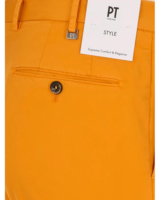 PT Torino Orange Tailored Trousers for men