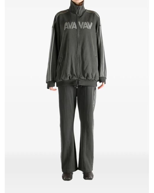 Adidas Gray Stripe-Detail Zip-Up Jacket