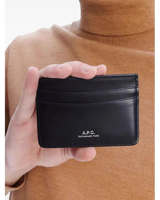 A.P.C. Black Andre Leather Cardholder for men