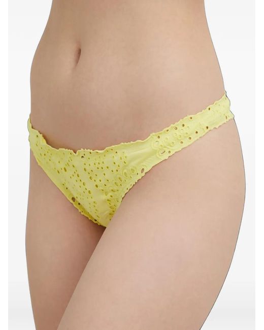 Twinset Yellow Broderie-Anglaise Bikini Bottoms