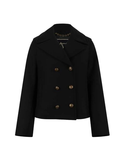 Sealup Black Double-Breasted Peacoat Jacket