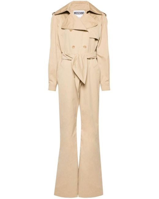 Moschino Natural Doppelreihiger Jumpsuit im Trench-Look