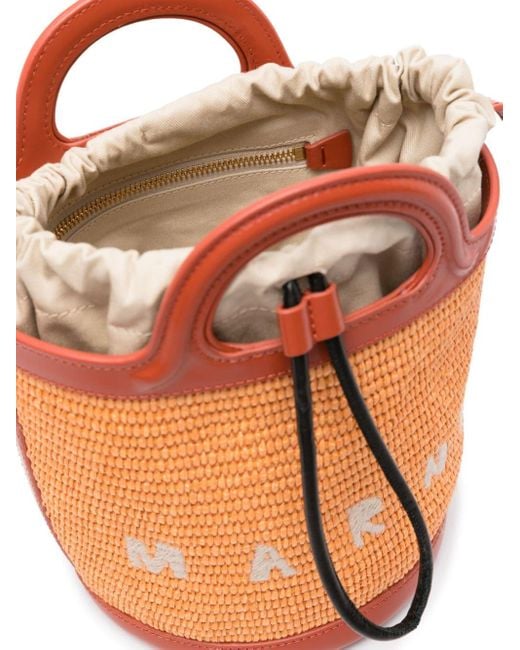 Marni Tropicalia Geweven Bucket-tas in het Orange