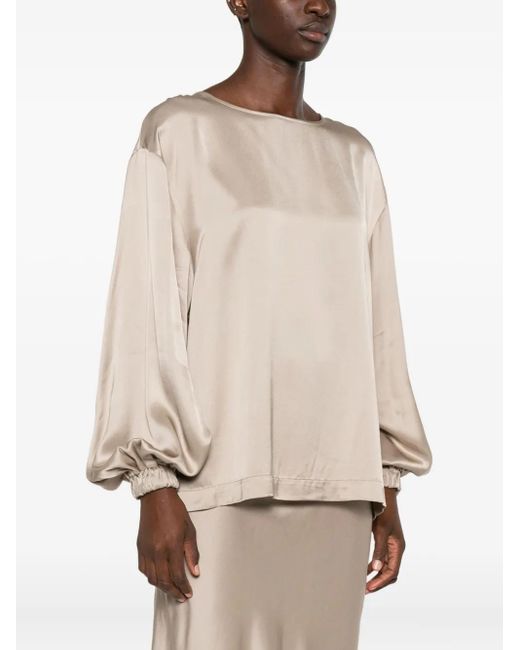Ottod'Ame Natural Elastic-Cuff Satin Blouse