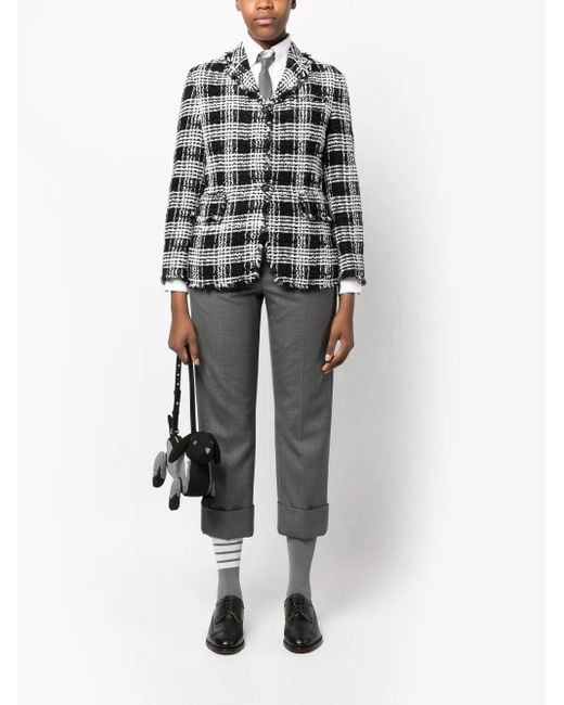 Thom Browne Black Check-Pattern Tweed Jacket