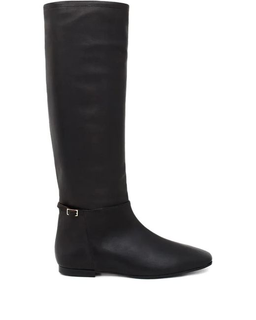 Atp Atelier Black Premana Squared Buckle-Strap Boots