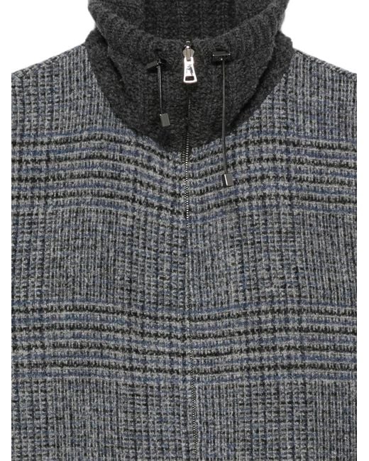 Manzoni 24 Gray Check-Pattern Drawstring Coat