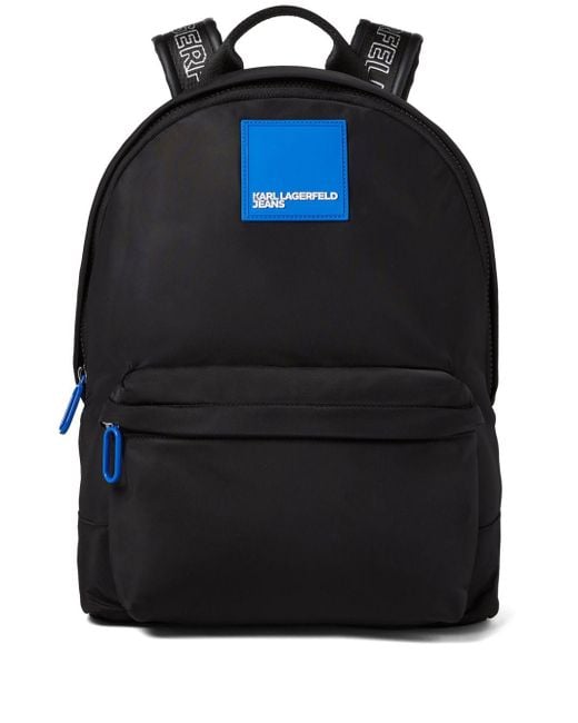 Karl Lagerfeld Black Logo-patch Panelled Backpack